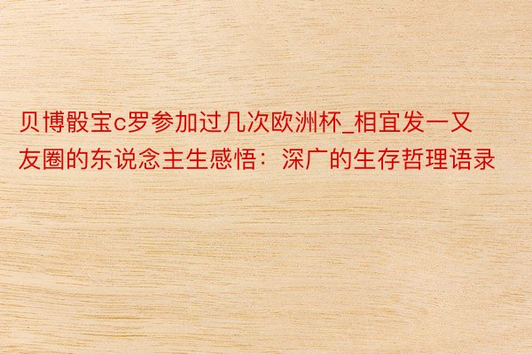 贝博骰宝c罗参加过几次欧洲杯_相宜发一又友圈的东说念主生感悟：深广的生存哲理语录