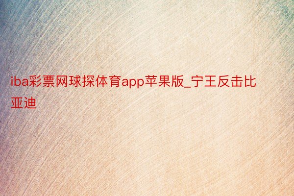 iba彩票网球探体育app苹果版_宁王反击比亚迪