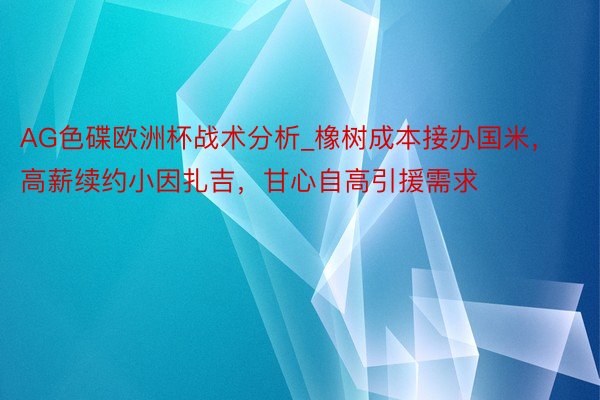 AG色碟欧洲杯战术分析_橡树成本接办国米，高薪续约小因扎吉，甘心自高引援需求